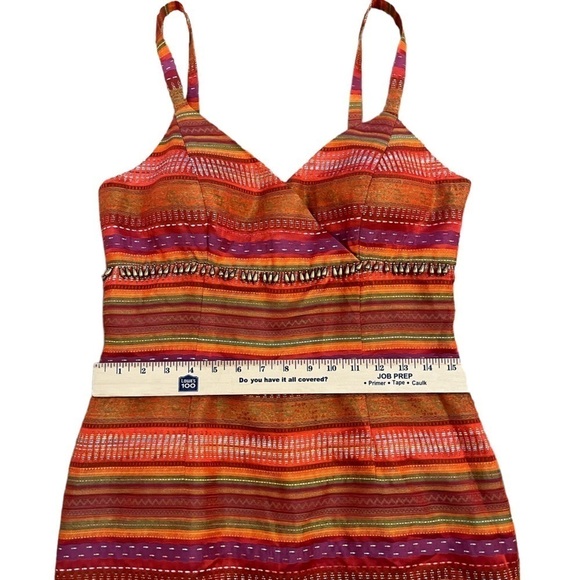 Peruvian Textile Women’s Stripy Multi Colored Woven Knit Sweetheart Dress - Picture 7 of 10